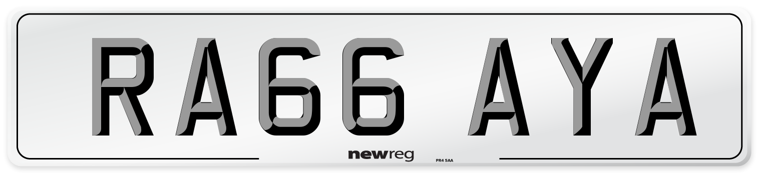 RA66 AYA Number Plate from New Reg